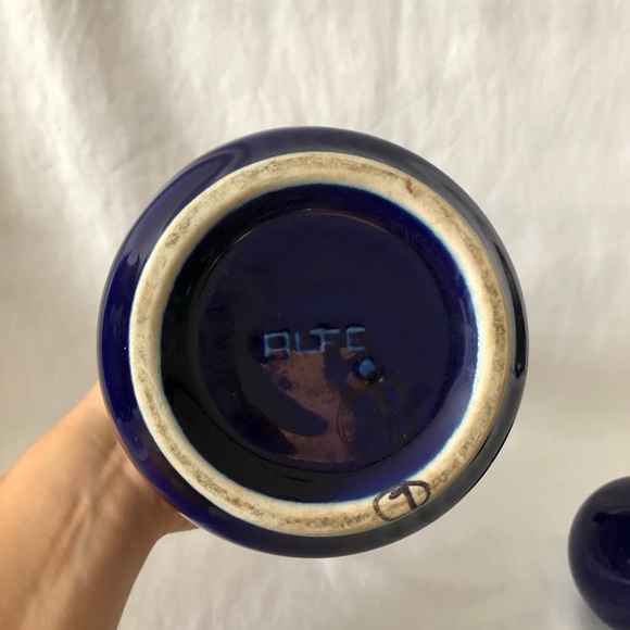 Vintage Blue Ceramic Decanter with cork - Picture 5 of 7